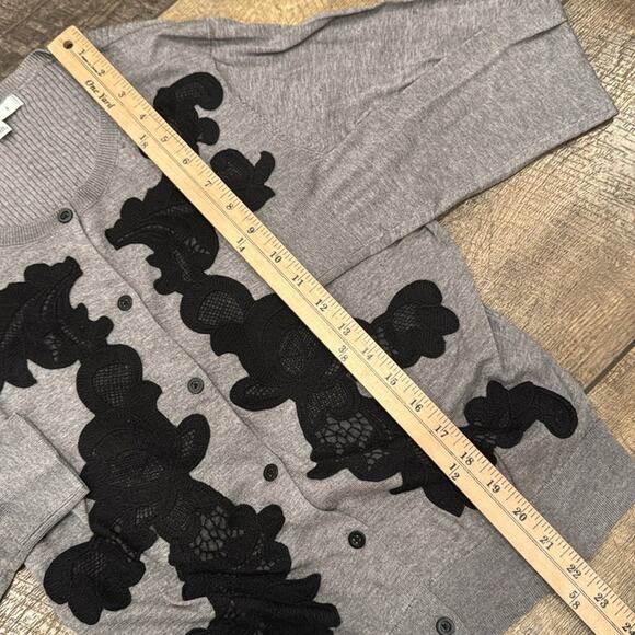 CAbi Women's Applique Cardigan Gray Black Size M - Picture 7 of 11